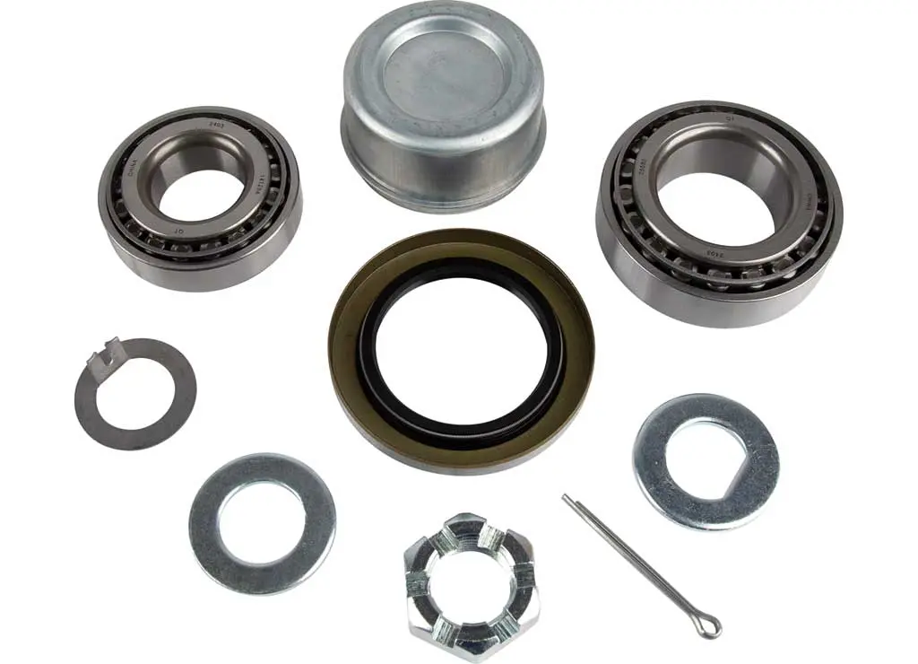 HUB BEARING KIT 7,000 LBS (#14125A, 25580, 14276, 25520) WITH CASTLE NUT, COTTER PIN & TANG WASHER