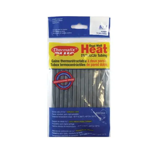 [MR15001] Merithian 15001 - Dual Wall Heat Shrinkable Tubing Thermafix Plus 1/4" x 6", Pack of 14 