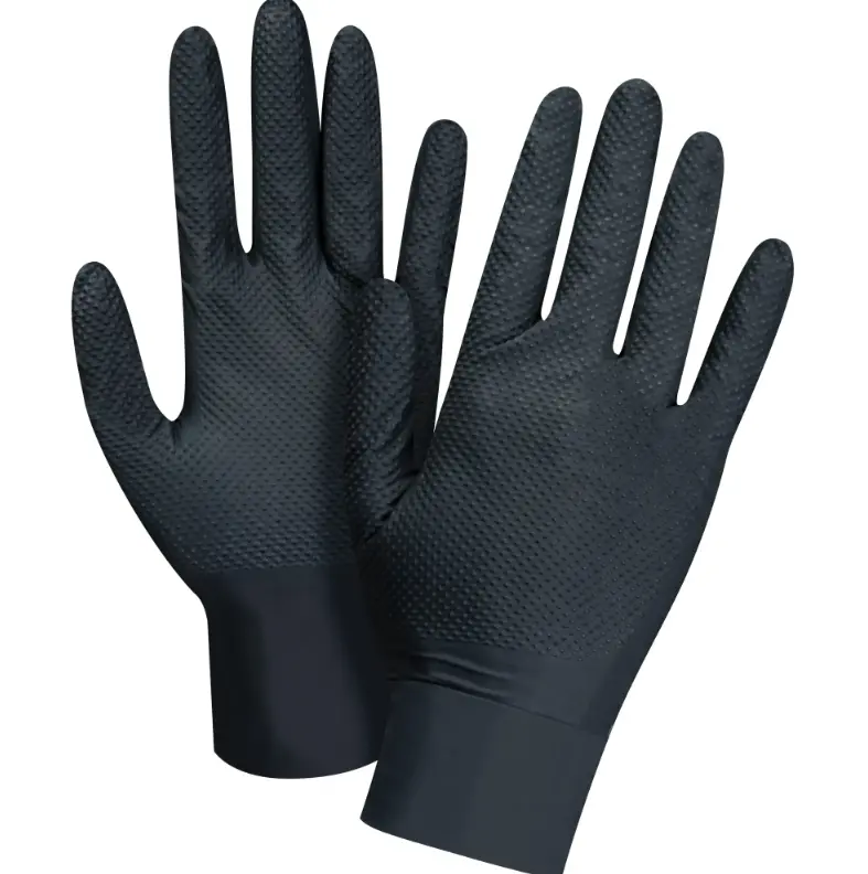 Heavyweight Tactile Grip Examination Gloves, X-Large, Nitrile, 8-mil, Powder-Free, Black BOX of 100