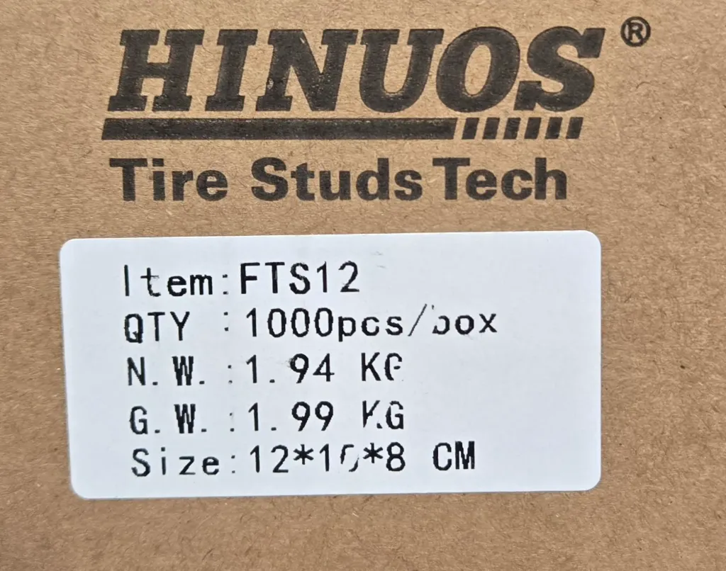 "UGUGRIP" TIRE STUDS - N 12 (BOX OF 1000 FTS12)