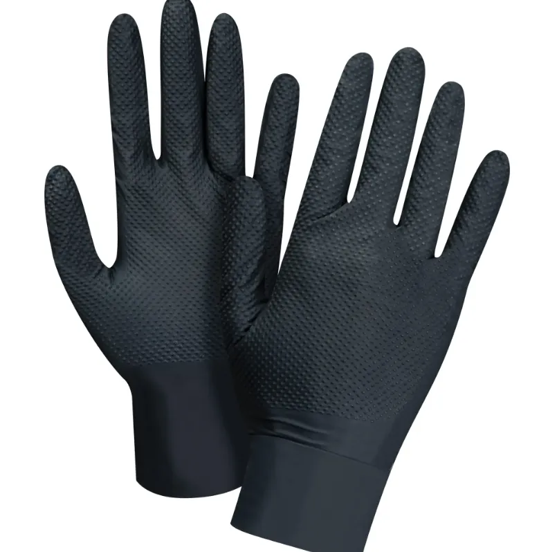 Heavyweight Tactile Grip Examination Gloves, 2X-Large, Nitrile  8-mil, Powder-Free, Black (100/box)