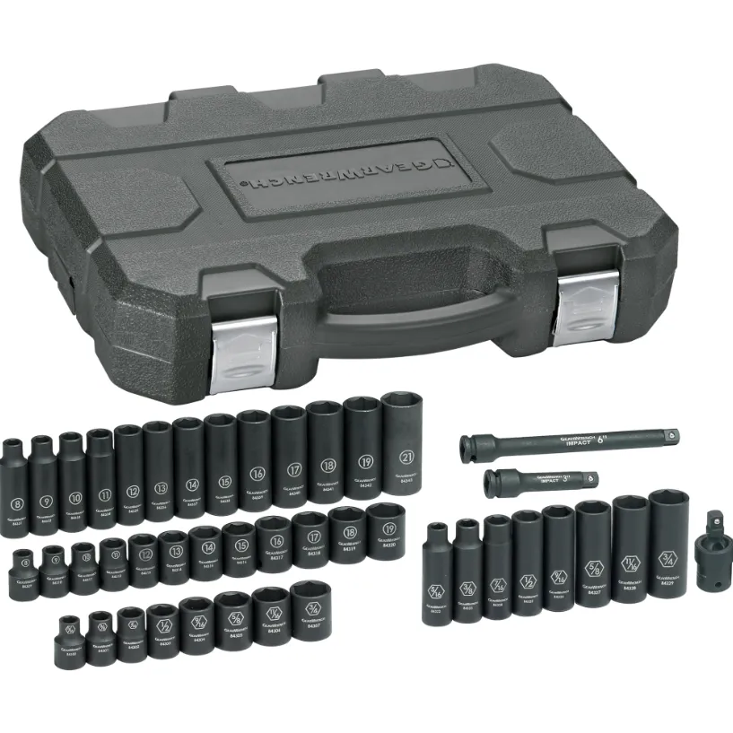 Gearwrench SAE/Metric Socket Set, 44 Pcs, Impact, 3/8" Drive Size, Deep